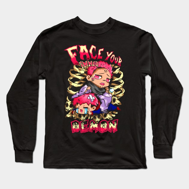 Face Your Inner Demon Long Sleeve T-Shirt by Planet of Tees